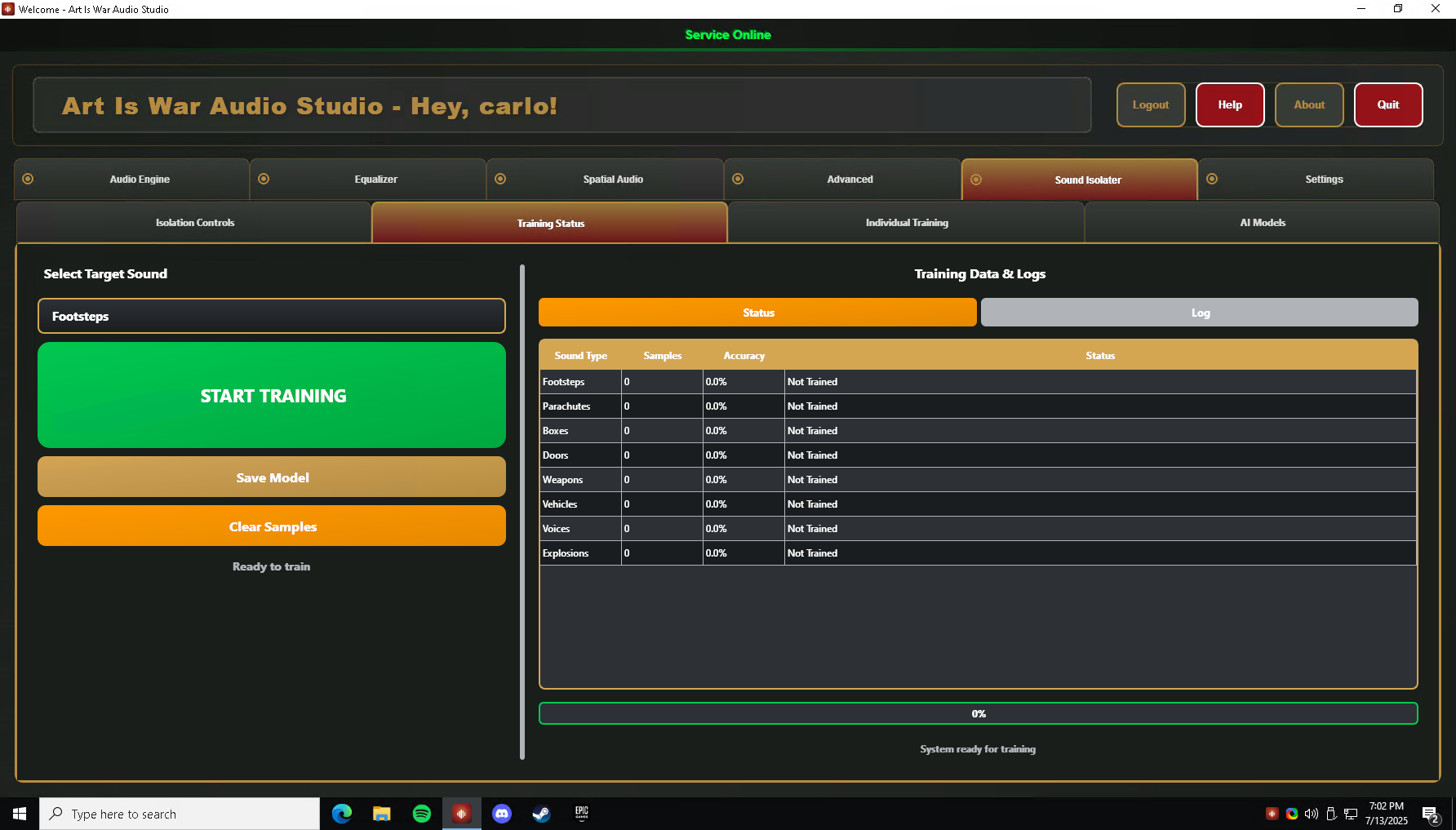 SoundIsolatorTrainerStatus_ArtIsWar_0M74AOFP